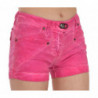 Mini shorts in denim di cotone rosa a vita media - IT38-XS