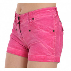 Mini shorts in denim di cotone rosa a vita media - IT38-XS