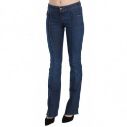 Jeans blu pantaloni denim vita bassa taglio stivale - IT46-XL