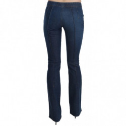 Jeans blu pantaloni denim vita bassa taglio stivale - IT46-XL