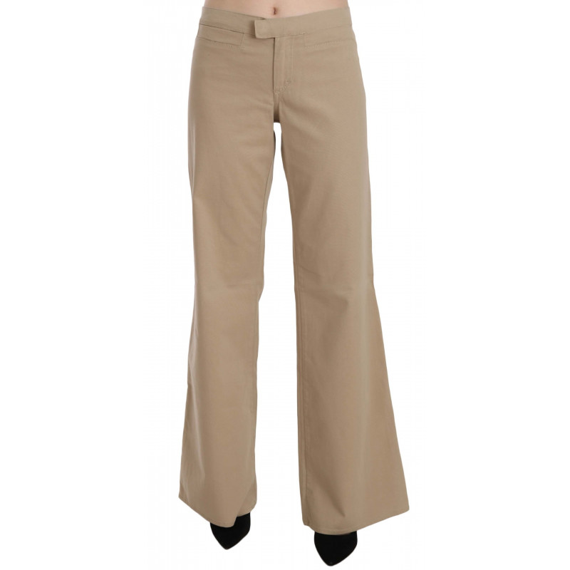 Pantaloni svasati a vita media in cotone beige - IT46-XL