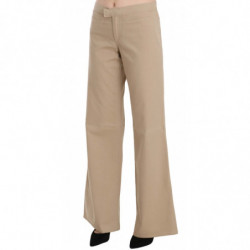 Pantaloni svasati a vita media in cotone beige - IT46-XL