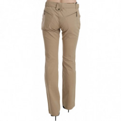 Pantaloni dritti a vita media in cotone beige - IT46-XL