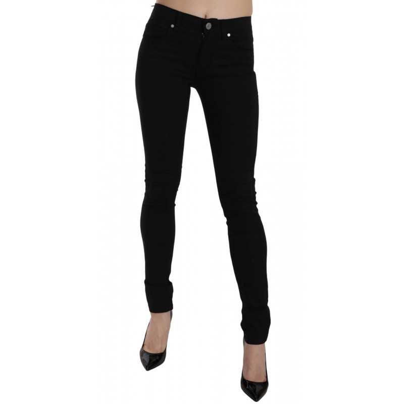 Pantaloni slim fit in gabardine stretch con logo tigre nera - W42