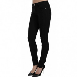 Pantaloni slim fit in gabardine stretch con logo tigre nera - W42
