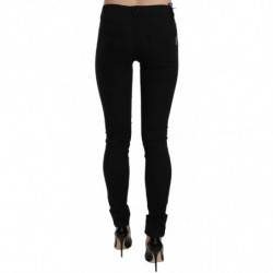 Pantaloni slim fit in gabardine stretch con logo tigre nera - W42