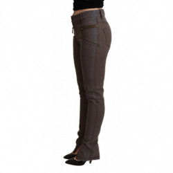 Jeans skinny in denim elasticizzato in cotone marrone - IT38-XS
