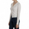 Maglione cardigan corto a maniche lunghe con scollo a V bianco - L