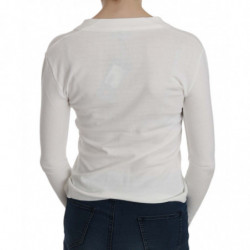 Maglione cardigan corto a maniche lunghe con scollo a V bianco - S