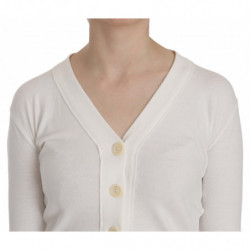 Maglione cardigan corto a maniche lunghe con scollo a V bianco - S