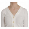 Maglione cardigan corto a maniche lunghe con scollo a V bianco - S