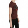Top T-shirt girocollo con stampa cuori marroni - IT42-M