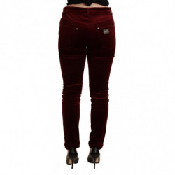 Pantaloni skinny in velluto rosso bordeaux - IT36 - XS