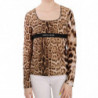 Camicetta superiore da donna leopardata scollo tondo marrone - IT46