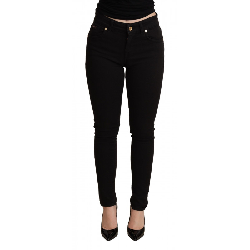 Jeans skinny in cotone stretch con pantaloni in denim nero - IT36 - XS