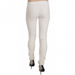 Pantaloni eleganti skinny bianchi a vita media - IT42-M