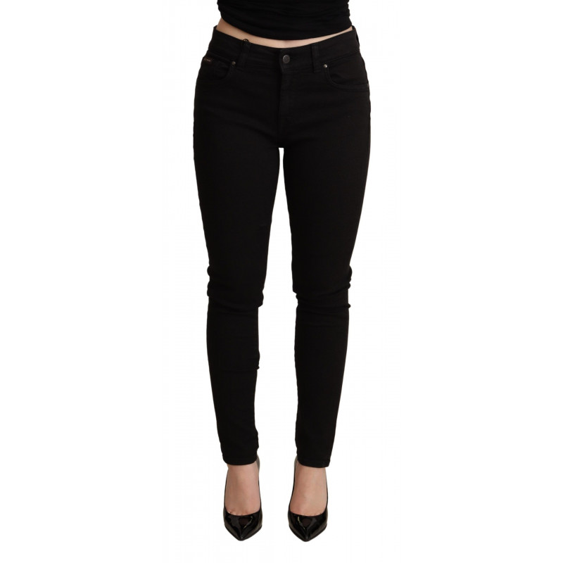Jeans pantaloni elasticizzati cotone denim skinny nero - IT38-XS