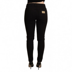 Jeans pantaloni elasticizzati cotone denim skinny nero - IT38-XS