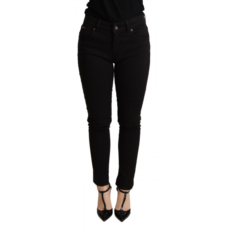 Pantaloni skinny in cotone elasticizzato denim nero - IT38-XS