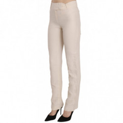 Pantaloni eleganti svasati in misto seta bianco a vita alta - W32
