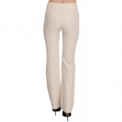 Pantaloni eleganti svasati in misto seta bianco a vita alta - W32