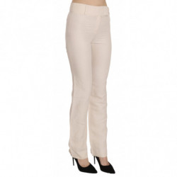 Pantaloni eleganti svasati in misto seta bianco a vita alta - W32