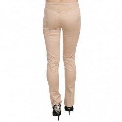 Pantaloni skinny formali a vita bassa color crema - IT38-XS