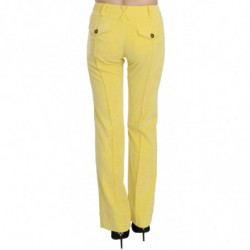 Pantaloni dritti a vita media in velluto a coste giallo - IT46-XL
