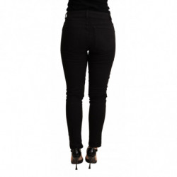 Pantaloni skinny in cotone elasticizzato denim nero - IT38-XS
