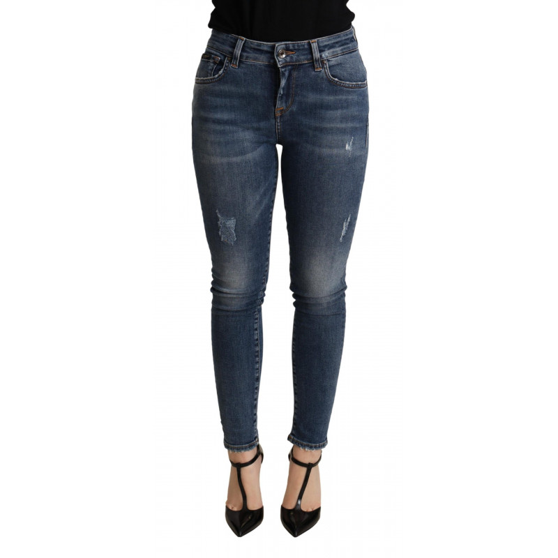 Pantaloni jeans skinny in cotone elasticizzato blu - IT36 - XS