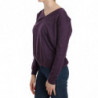 Top pullover a maniche lunghe con scollo a V viola - XXL