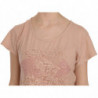 Camicetta cotone camicia maniche corte pizzo crema rosa - IT44-L