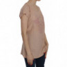 Camicetta cotone camicia maniche corte pizzo crema rosa - IT44-L
