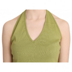 Camicetta canotta casual senza maniche cotone verde scollo all'amer