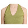 Camicetta canotta casual senza maniche cotone verde scollo all'amer
