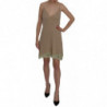 Mini abito in cotone con cinturino spaghetti in pizzo beige - IT46-XL