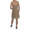 Mini abito in cotone con cinturino spaghetti in pizzo beige - IT46-XL