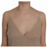 Mini abito in cotone con cinturino spaghetti in pizzo beige - IT46-XL