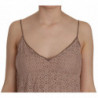 Mini abito in cotone a trapezio con cinturino spaghetti beige - IT44-L