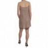 Mini abito in cotone a trapezio con cinturino spaghetti beige - IT44-L