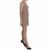 Mini abito in cotone a trapezio con cinturino spaghetti beige - IT44-L