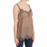 Camicetta scollatura superiore pizzo marrone spalline sottili - IT44-L
