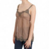 Camicetta scollatura superiore pizzo marrone spalline sottili - IT44-L