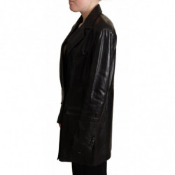Giacca in pelle nera doppiopetto - IT40-S