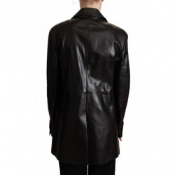 Giacca in pelle nera doppiopetto - IT40-S
