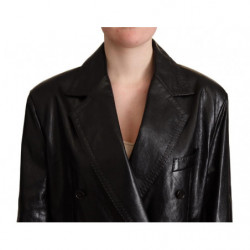 Giacca in pelle nera doppiopetto - IT40-S