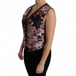 Top in camicetta con gilet floreale rosa nero - IT38-XS