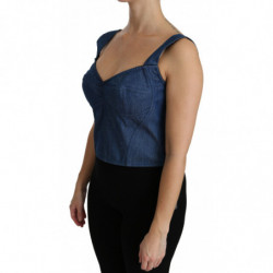 Top in cotone con camicetta bustier senza maniche blu - IT36 - XS