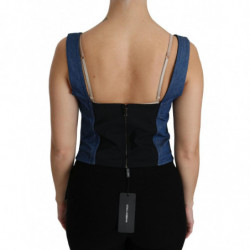 Top in cotone con camicetta bustier senza maniche blu - IT36 - XS