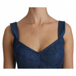 Top in cotone con camicetta bustier senza maniche blu - IT36 - XS